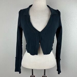 PAC V-Neck Cropped Sweater Top Size M EUC